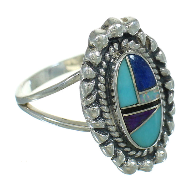 Genuine Sterling Silver Southwestern Multicolor Ring Size 5-1/2 YX84342